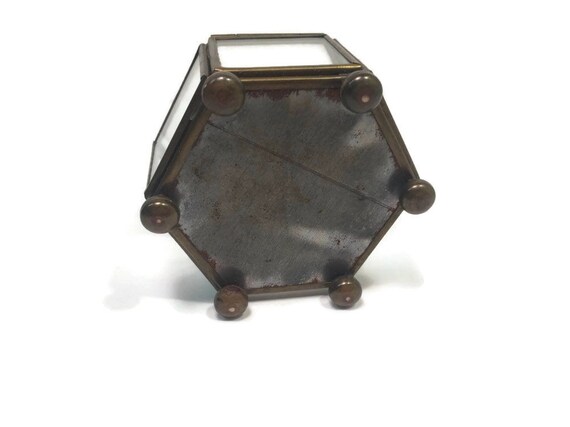 Vintage Trinket Box - Brass and Glass Display Box… - image 6