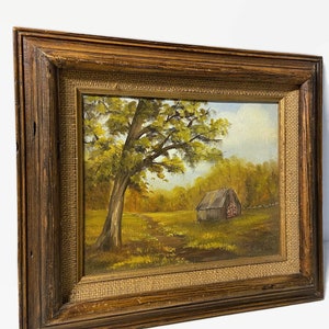 Vintage Painting, Mid Century Painting, Landscape Painting, Barn or Cabin Painting, Fall Landscape, Framed painting Bild 7