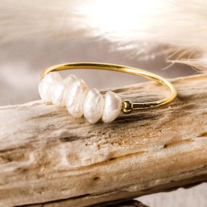 Bestseller Freshwater Pearl Ring - Gold / Silver Stainless Steel - Boho