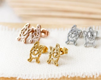 Dog stud earrings bulldog - stainless steel - gift - dog - dog - animal
