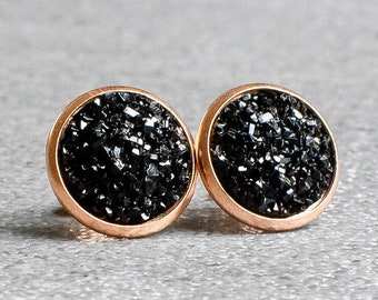 Rose gold stud earrings - "Sparkling Stones"