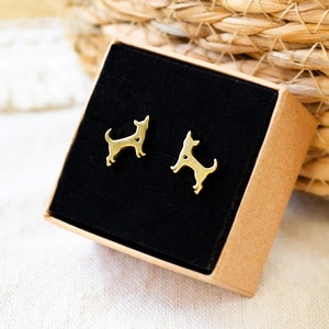 Dog stud earrings - stainless steel - gift - dog - dog - animal - terrier - pinscher