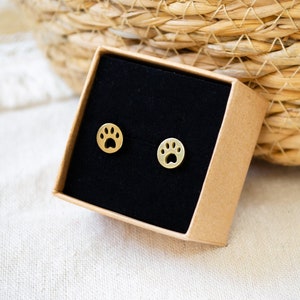 Paw stud earrings dog cat - stainless steel - gift - paw - animal