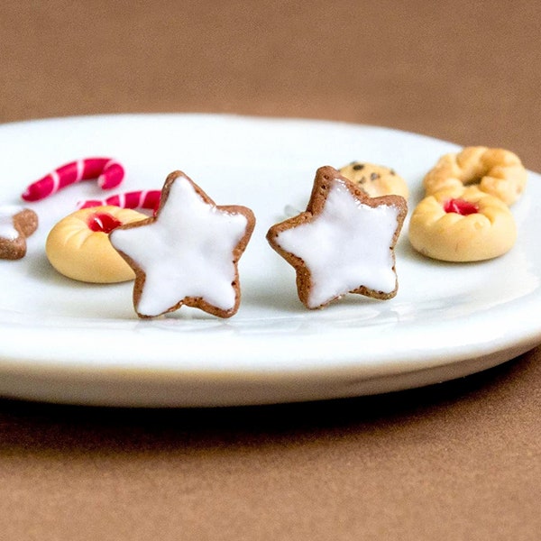 Zimtstern Mini - Ohrstecker Miniaturefood - Weihnachten - Mini - Cookies