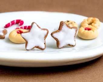 Kaneelster Mini - Oorbellen Miniatuurvoedsel - Kerstmis - Mini - Koekjes