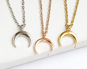 Crescent Moon Crescent Necklace - Moon Small - Gold Tone / Silver Tone / Rose Gold Tone