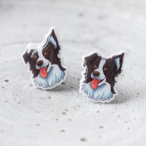 Orecchini a bottone per cani Border Collie - Regalo - Cane - Canino - Animale