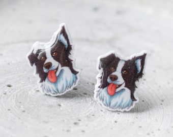 Border Collie Dog Stud Earrings - Gift - Dog - Animal