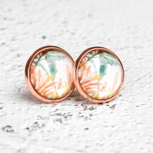 Glass Earrings - Leaves Design - Tropical