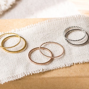 Set of 2 Filigree Stacking Rings - Stainless Steel - Twisted - Boho