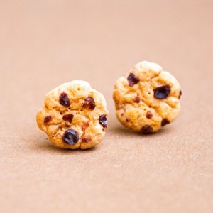 Mini Cookie Stud Earrings Miniature Food Fimo Cookie Polymer Clay image 3