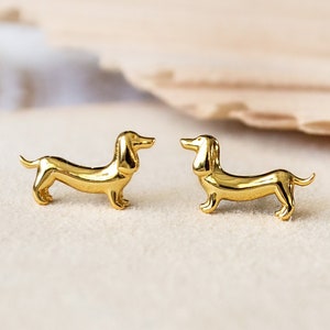 Dog Dachshund Stud Earrings 925 Sterling Silver Dachshund Gift Dog Canine Animal image 1