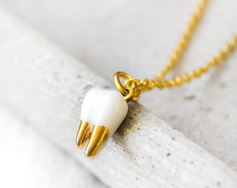 Tooth chain - Porcelain - Gold - Tooth chain