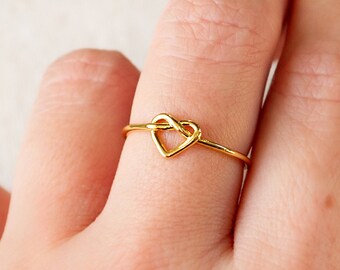 Herz Ring Verstellbar Valentinstag - Love - Edelstahl - Geschenk Damen Knotenring