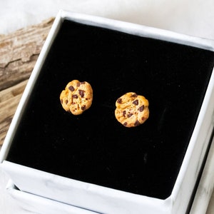 Mini Cookie Stud Earrings Miniature Food Fimo Cookie Polymer Clay image 1