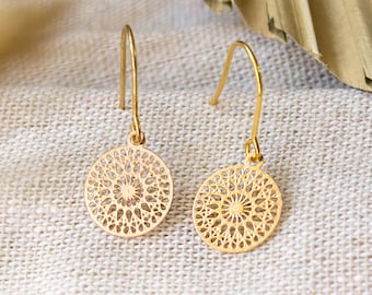 Filigree earrings - gold-colored Bohemian Mandala