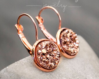 Rose Golden Earrings-"Funkelsteine"
