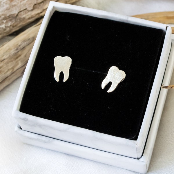 Boucles d'oreilles à tige en forme de dent - Argenté