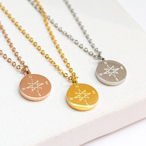 Compass necklace - engraving - Boho - stainless steel