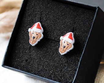 Golden Retriever Dog Stud Earrings Christmas - Gift - Dog - Animal