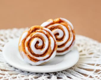 Kaneelbroodje oorbellen Miniatuur eten - Kaneelbroodje - Eten - Kaneelbroodje - Fimo Kaneelbroodje Kanelbulle