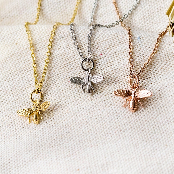 Bee necklace - gold-colored / silver-colored / rose gold-colored - gift - statement - 925 - animal - nature - bee