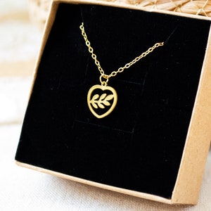 Branch necklace heart - gold-colored / silver-colored - necklace - branch leaves leaf