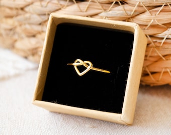 Herz Ring Verstellbar Valentinstag - Love - Edelstahl - Geschenk Damen Knotenring Muttertag