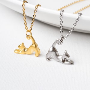 Cat necklace - stainless steel / 925 sterling silver - gold or silver colored - gift - cat - animal - kitty - matt - cat