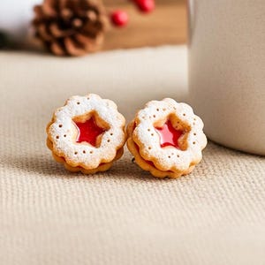 Jam biscuit earrings Miniature Food