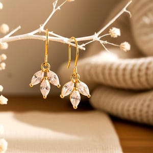 Pendientes GLOW con colgantes de cristal, oro/plata - brillo - glamour - elegante - sofisticado - boda circonita