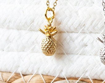 Collier ananas estival doré