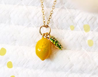 Lemon necklace - Golden lemons - Fruits - Citrus