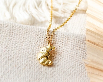 Croissant necklace - gold colored - pastry - food - croissant