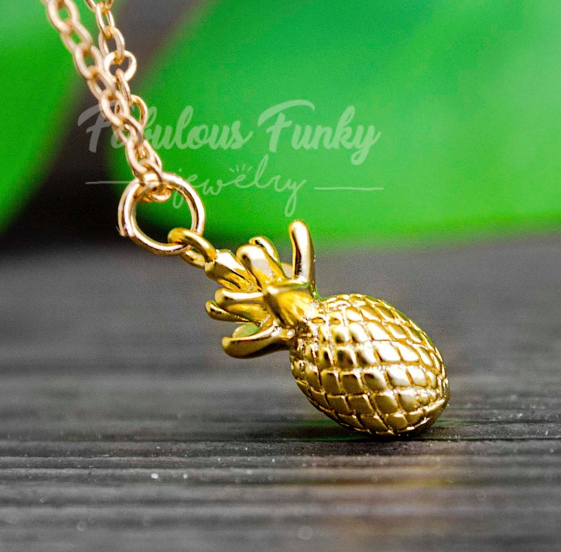 Summery pineapple necklace gold-colored image 5