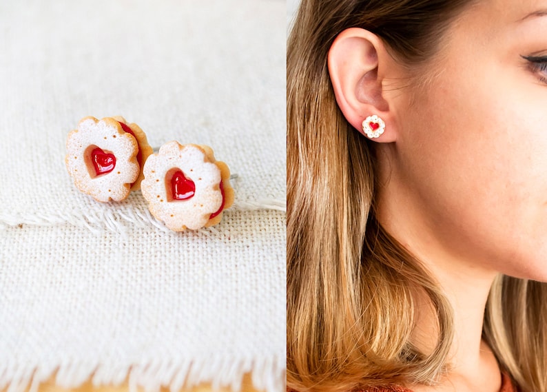 Jam biscuit earrings Miniature Food image 3