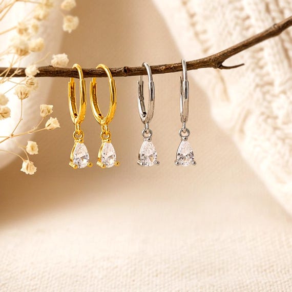 Orecchini Pendenti A Cerchio In Argento 925 Con Cristallo E Stella - Diametro 12 Mm - DTPsilver