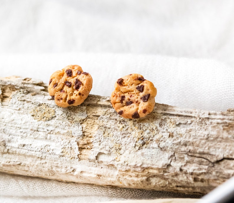 Mini Cookie Stud Earrings Miniature Food Fimo Cookie Polymer Clay image 4