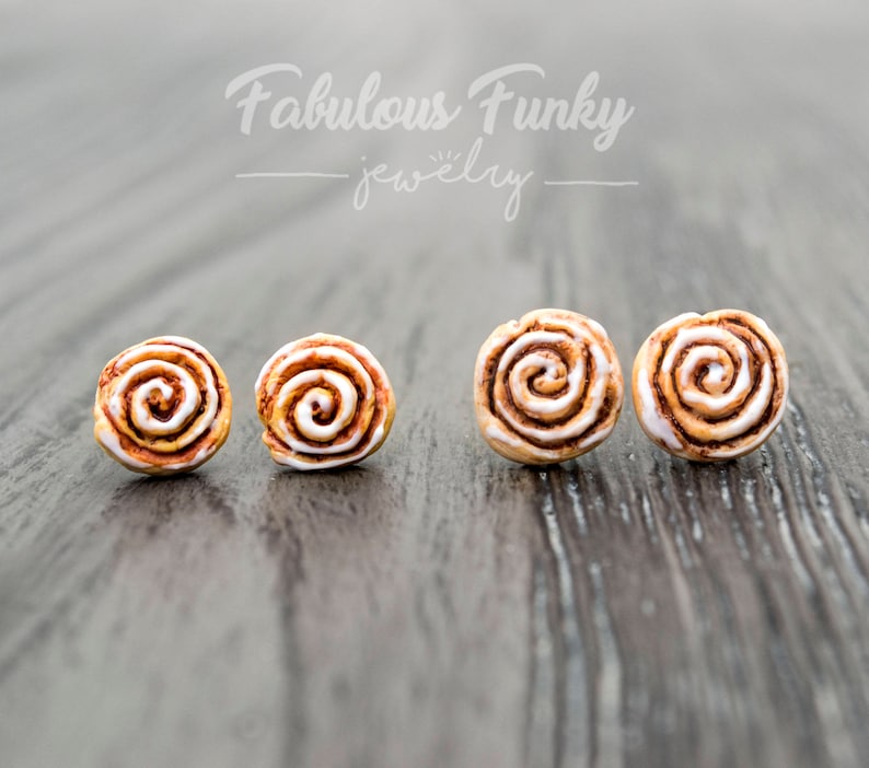 Cinnamon Rolls Earrings Miniature Food Cinnamon Roll Food Etsy