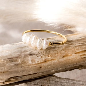 Freshwater Pearl Ring - Gold / Silver Stainless Steel - Boho