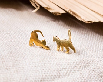 Cat Stud Earrings - Stainless Steel - Gift - Cat - Pet - Animal