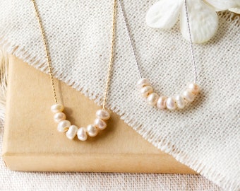 Pearl necklace - gold / silver white