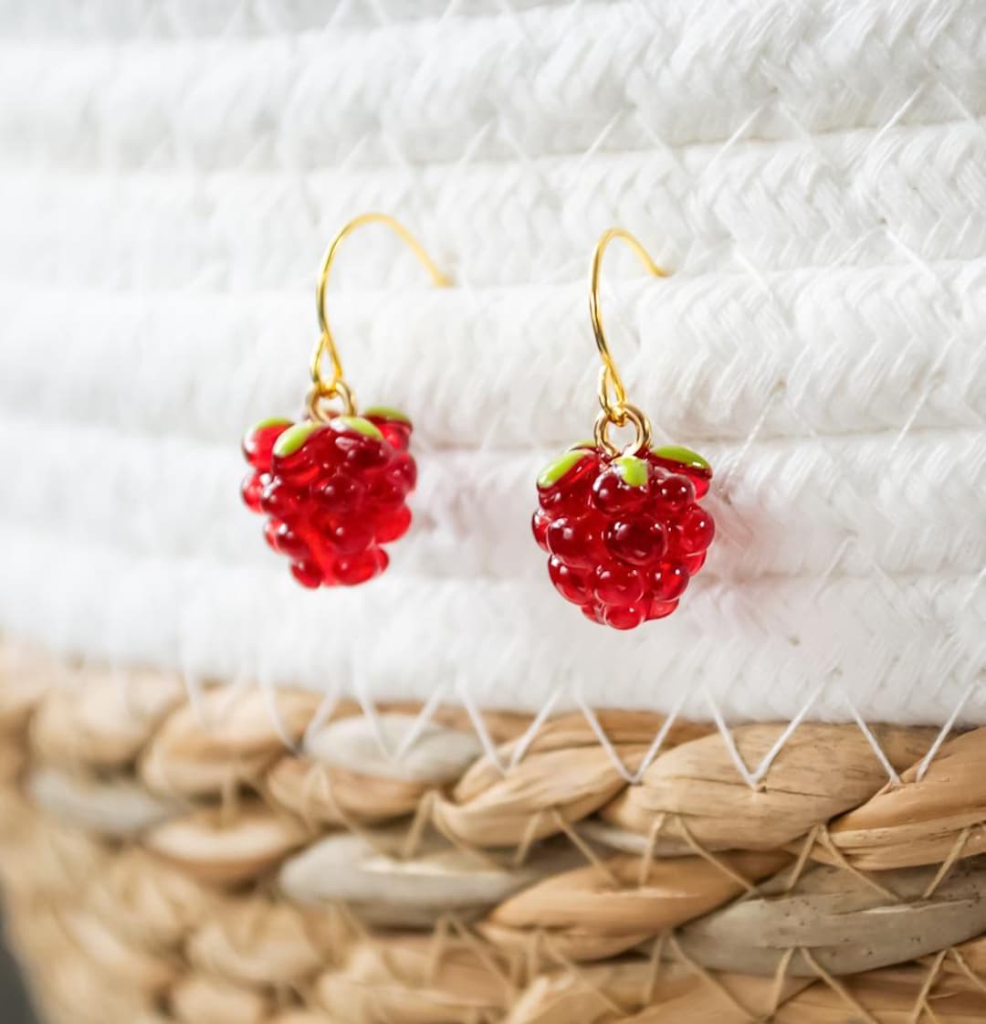 Silver Raspberry Raspberry Earrings - Gold/silver - Fruits - Autumn Berries - Etsy UK