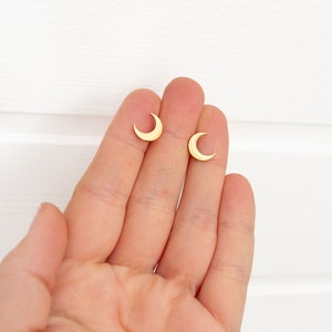 Moon Crescent Stud Earrings Stainless Steel Boho Moon image 3