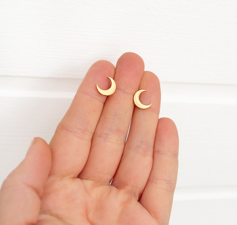 Moon Crescent Stud Earrings Stainless Steel Boho Moon image 3