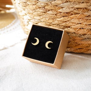 Moon Crescent Stud Earrings Stainless Steel Boho Moon image 1