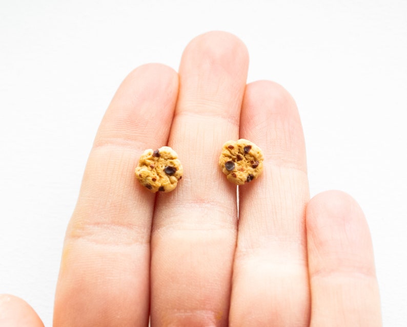 Mini Cookie Stud Earrings Miniature Food Fimo Cookie Polymer Clay image 5