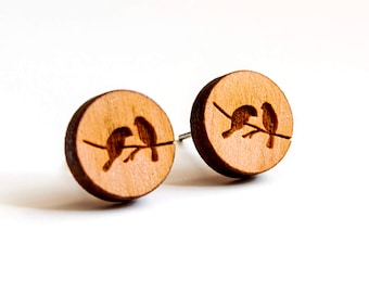 Bird Earrings - Wood