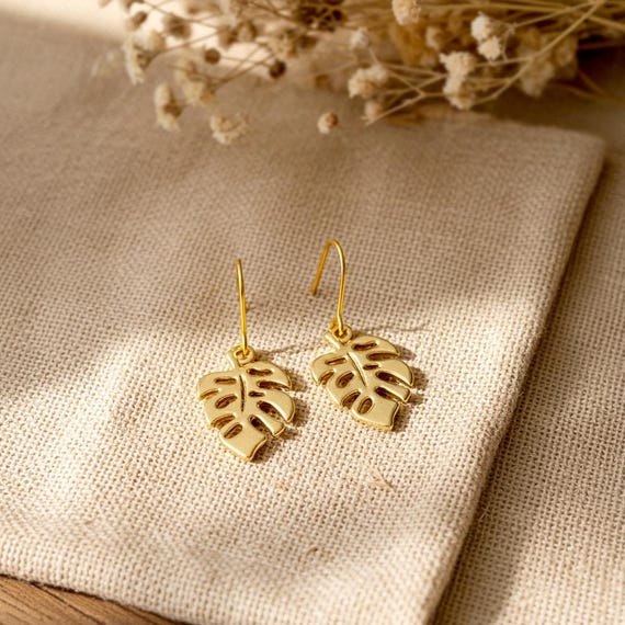 Tropical Monstera Leaf Earrings Gold - Palm Leaf - Plant - Jungle -  Plantlove - Plantmom - Leaf - Monstera Philodendron - Etsy