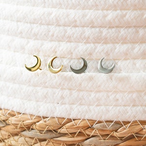 Moon Crescent Stud Earrings Stainless Steel Boho Moon image 2